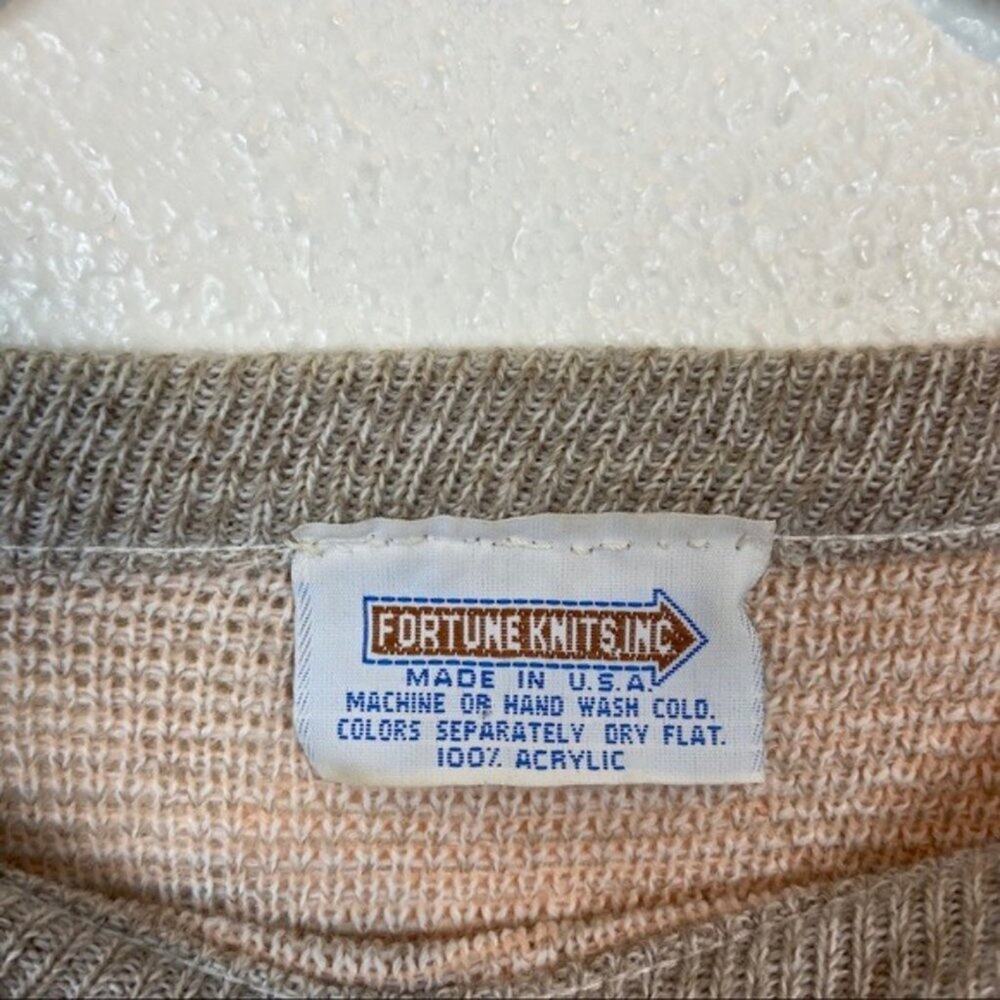 Vintage Tan & Peach Made in USA Argyle Sweater M/L - Picture 3 of 3